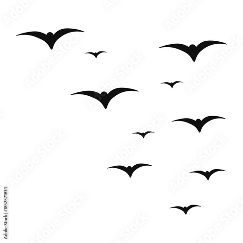 Flying Bird Silhouette on White Background. Vector Illustration.