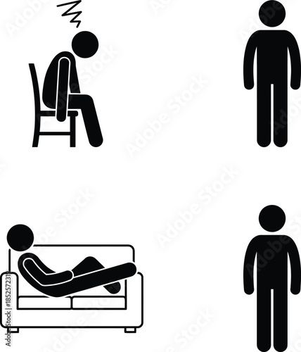 Stick figure icons representing different states of rest and alertness