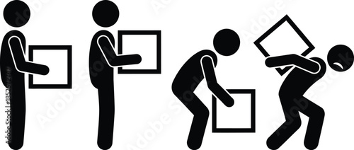 Correct and incorrect posture for lifting a box
