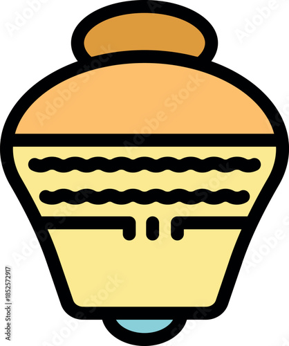 Classic spinning top toy with decorative lines, captivating children and adults with its mesmerizing motion as it spins and balances