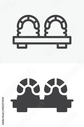 Sushi board line and solid different style vector icon set