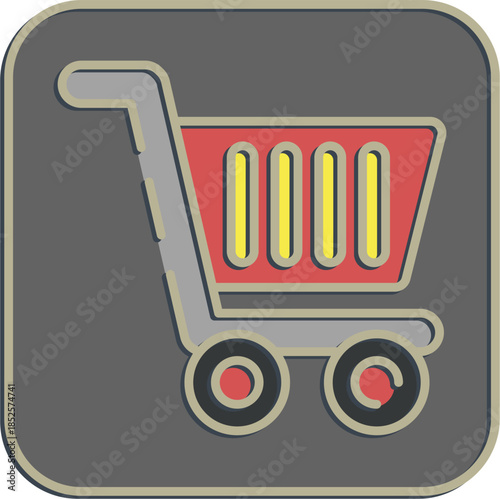Icon trolley. Black Friday Sale elements. Icon in embossed style.