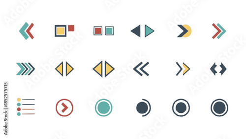 Collection of Colorful Arrow and Navigation Icons for Web and UI Design.