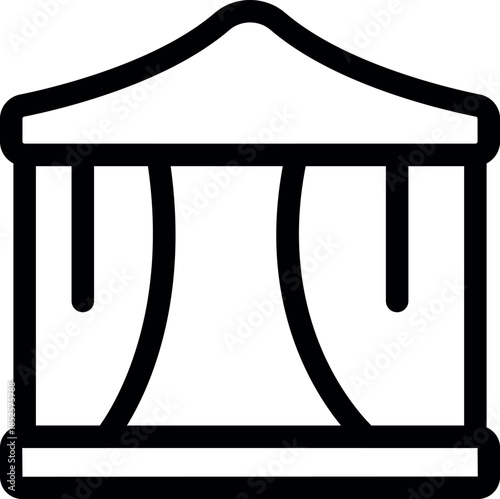 Simple, bold line art icon of a canopy tent, ideal for representing outdoor events, camping, or temporary shelter