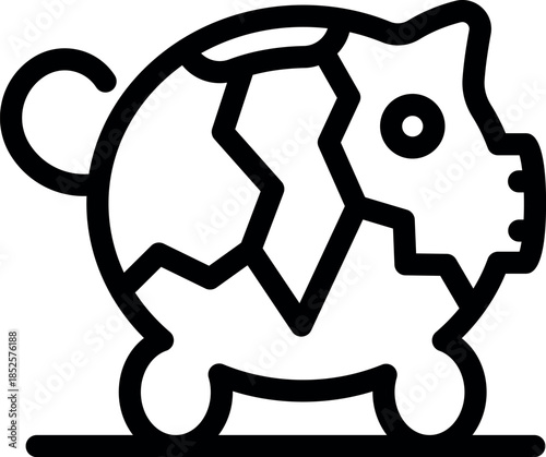 Piggy bank breaking apart, symbolizing global economic downturn and financial instability