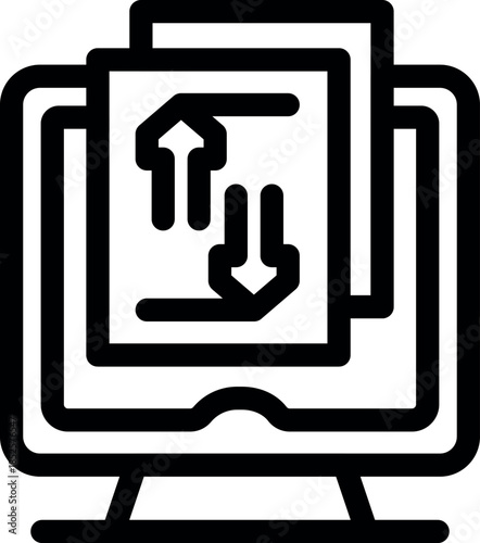 Data transfering between devices, uploading and downloading files from computer, file sharing concept