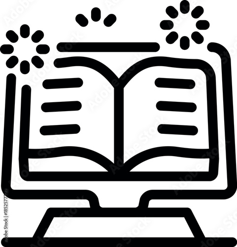 Open book displayed on a computer monitor, symbolizing online education and knowledge sharing