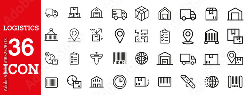 Logistics icon set. Vector illustration.