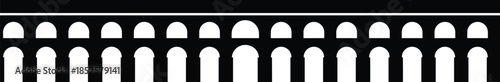 Roman Aqueduct Viaduct Bridge Vector Black Silhouette Illustration Architecture Historical Ancient Building Landmark Structure Border Header