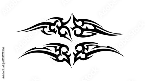 Wallpaper Mural Abstract Tribal Wing Ornament Black Silhouette Vector Illustration, Tattoo Style Ethnic Flame Curve Design Isolated on White Background Torontodigital.ca