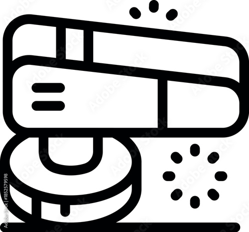 Futuristic weapon firing an energy beam, depicted in a simple, clean line art style, suitable for various applications related to science fiction, gaming, or innovative technology