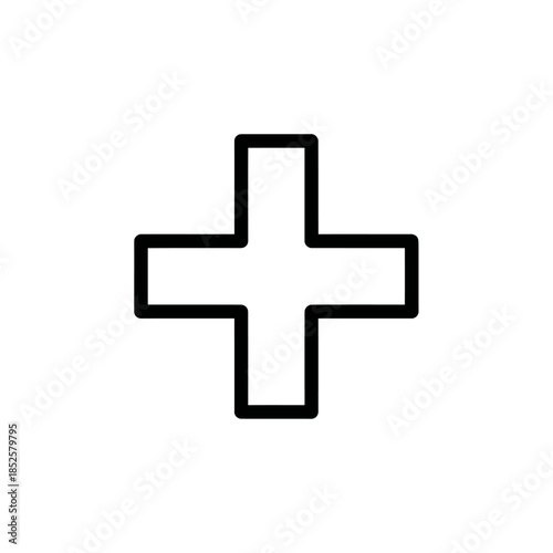 Simple black line drawing of a plus sign symbol icon.