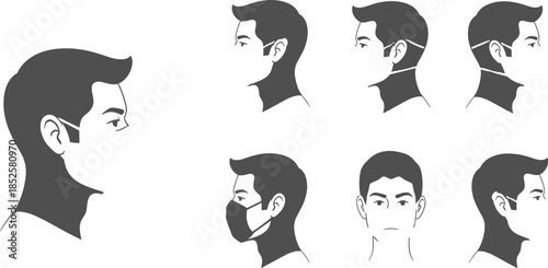 Silhouette of human life cycle stages from childhood to old age with people holding hands for community unity and inclusion