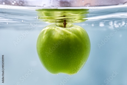 Green Apple Submerged in Water