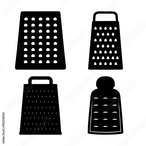 Set of kitchen grater icons for cooking and food preparation
