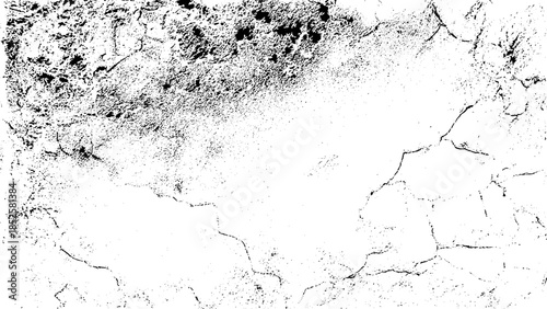 Distress or dirt and damage effect concept. Black and white grunge urban texture vector with copy space. 