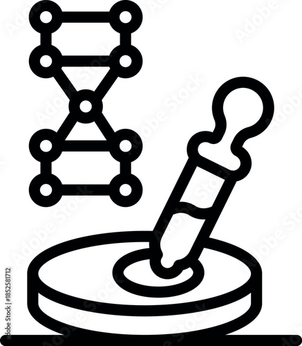Genetic engineering experiment with pipette dropping liquid on petri dish and dna chain, representing scientific innovation in medical research