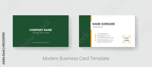 Modern Green Business Card Template with Clean Corporate Design
