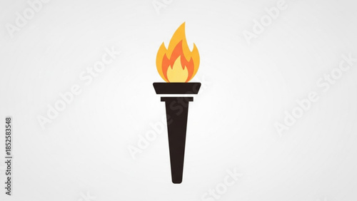 Torch Burning Flame Flat Design Icon Isolated on White Background Symbolizing Victory