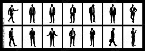Suited Businessman Silhouette Set – Business Man in Suit Vector Poses.
