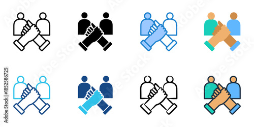 Partnership icons set multiple style collection. 
