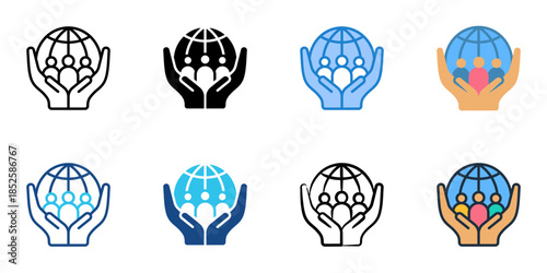 Social impact icons set multiple style collection. 
