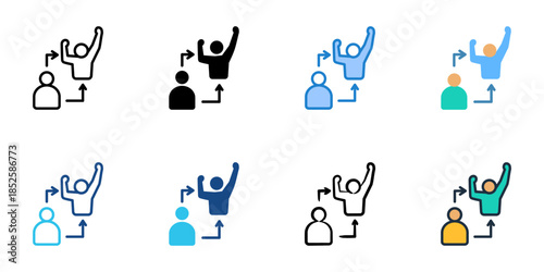 Positive change icons set multiple style collection. 
