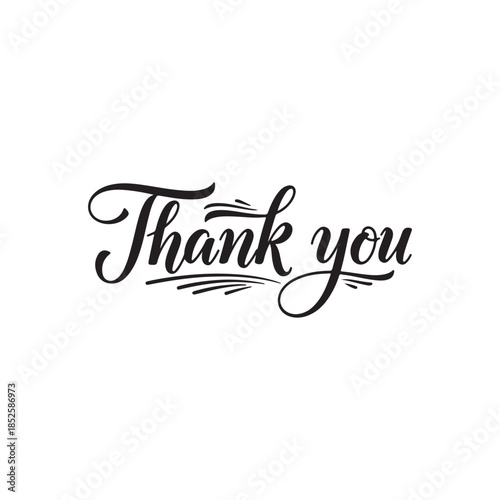 Thank You calligraphy inscription silhouette icon vector illustration on white background
