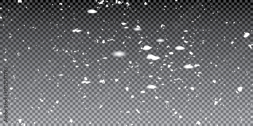 High resolution snowfall overlay on a black transparent background