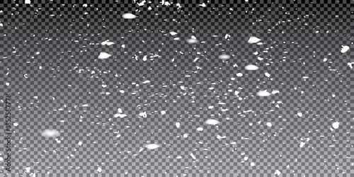 High resolution snowfall overlay on a black transparent background