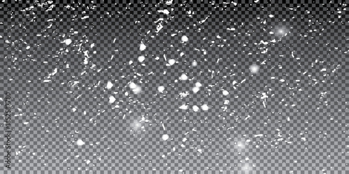 High resolution snowfall overlay on a black transparent background