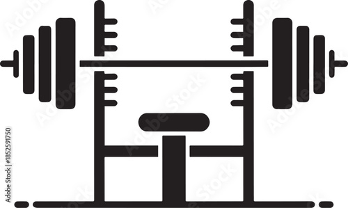 Fitness Workout Barbell and Bench Icon