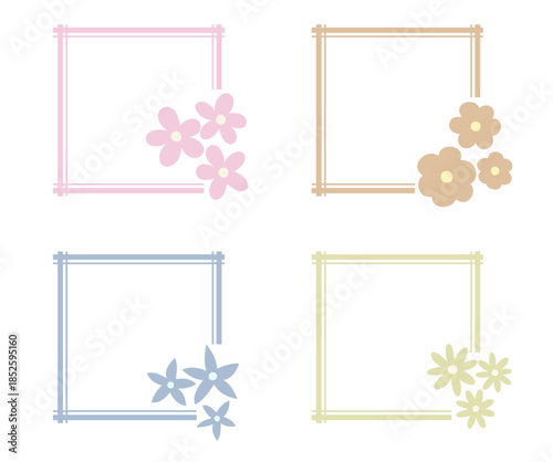 花と二重線のフレーム
