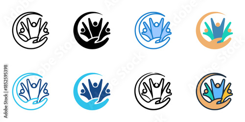 Community support icons set multiple style collection. 
