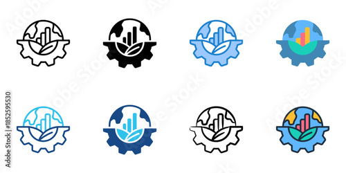 Sustainable development icons set multiple style collection. 
