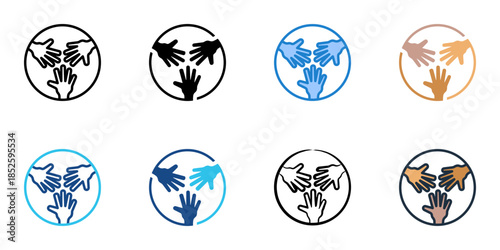 Nonprofit sector icons set multiple style collection. 
