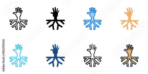 Grassroots movement icons set multiple style collection. 
