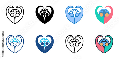 Volunteer network icons set multiple style collection. 
