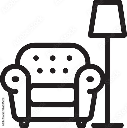 Living Room Armchair and Floor Lamp Icon