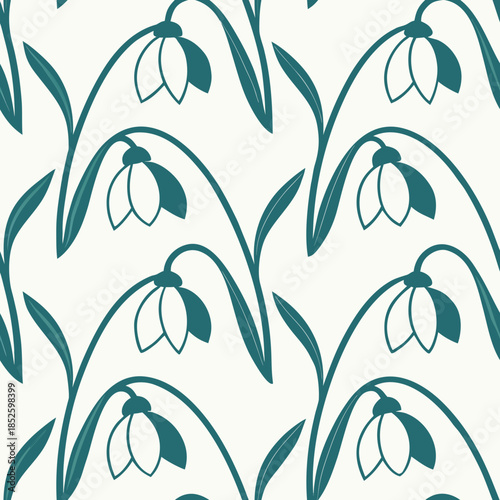 Seamless Floral Pattern With Snowdrop Flowers, Delicate Botanical Design For Fabric, Wallpaper, And Springtime Decorations
