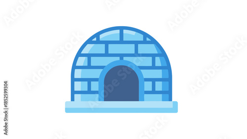 Ice igloo with blue bricks and doorway