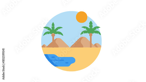 Tropical island getaway with palm trees and serene ocean