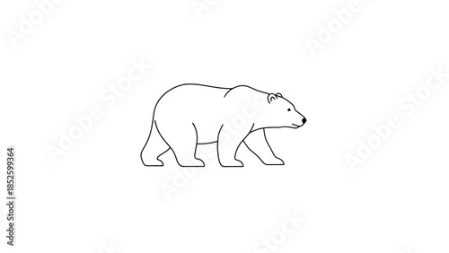 Majestic polar bear walking in profile view