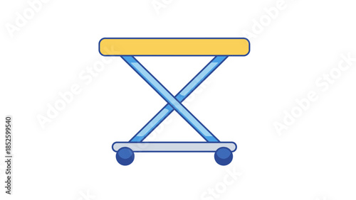 Modern folding table with wheels in vibrant colors