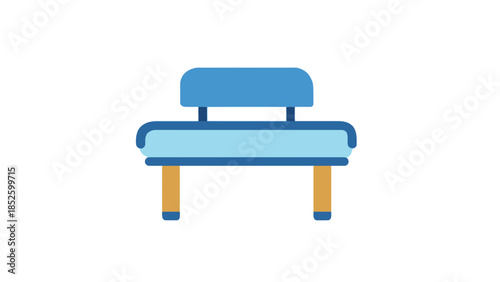 Modern blue office chair with wooden legs