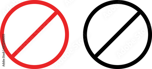 Red and black universal prohibition or no entry sign indicating restriction or stop