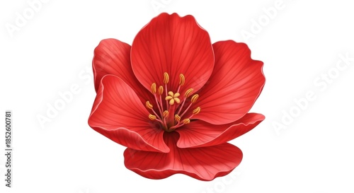 Wallpaper Mural A vibrant red poppy flower with yellow stamens against a white background. Torontodigital.ca