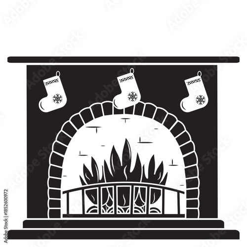 Fireplace Black Filled Vector Icon. fireplace mantel silhouette vector illustration. Mantelpiece symbol, logo illustration.