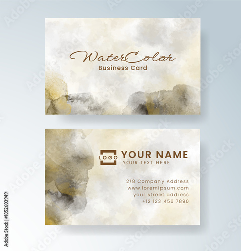 Beautiful business card template with watercolor