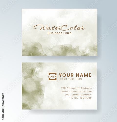 Beautiful business card template with watercolor
